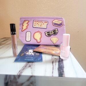 Purple Cosmetic Bag with Patches